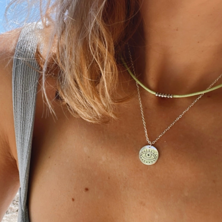 Turkish Evil Eye Necklace Waterproof (Steel and Gold)