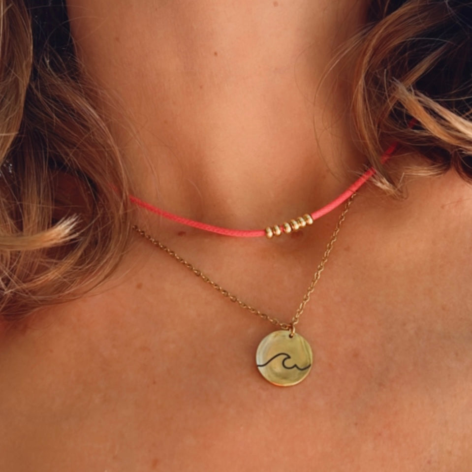 Waterproof Wave Necklace (Steel and Gold)