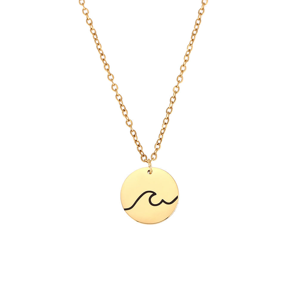 Waterproof Wave Necklace (Steel and Gold)