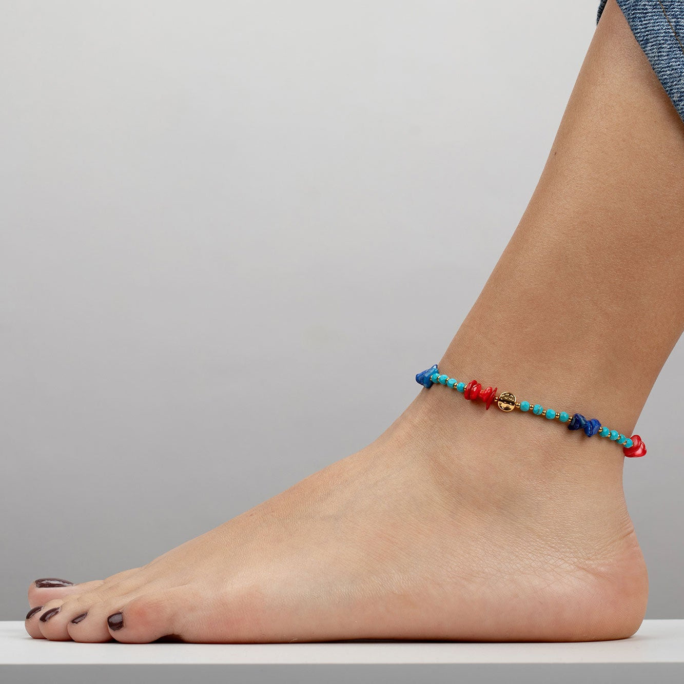 Colorful beaded waterproof anklet