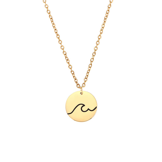 Waterproof Wave Necklace (Steel and Gold)