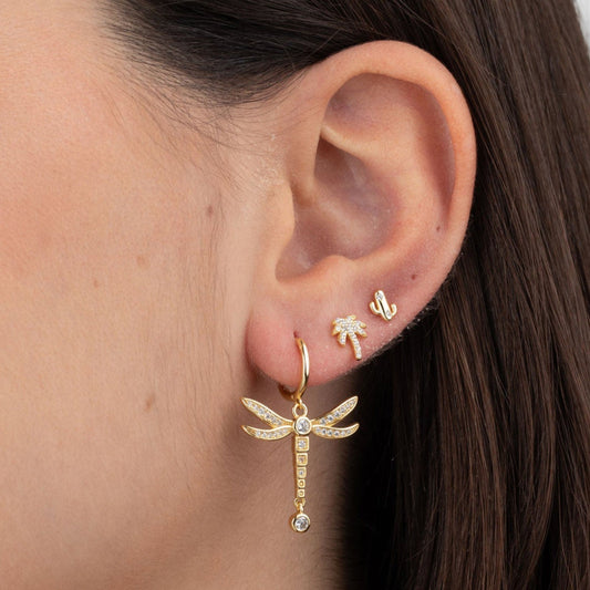 Coconut Tree Earrings (Silver and Gold)