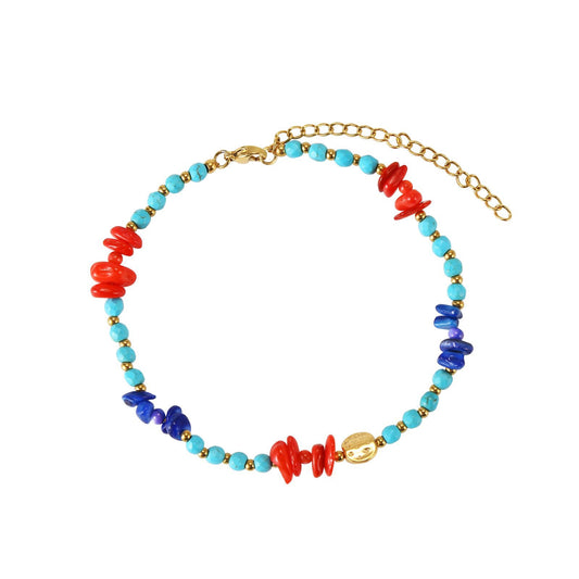 Colorful beaded waterproof anklet