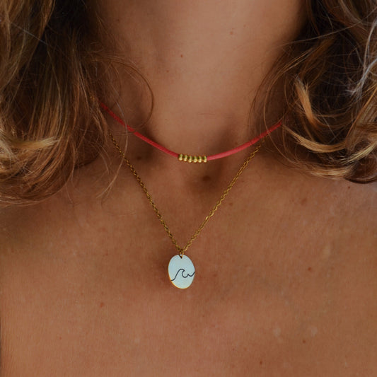 Waterproof Wave Necklace (Steel and Gold)